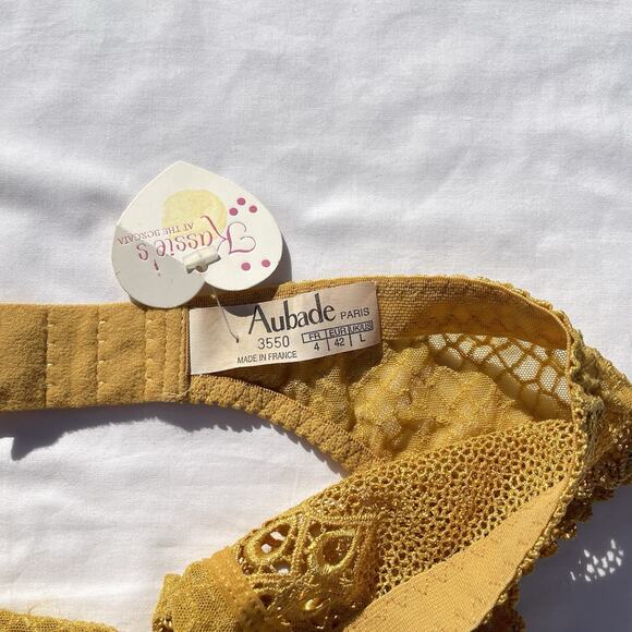 Aubade Paris France Embroidered Gold Garter Belt Lingerie Womens US Large - Picture 2 of 4